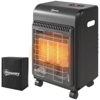 Outsunny Chauffage d'Appoint Gaz Portable 4,2kW Infrarouge Compact 2 Freins Système ODS Anti-Basculement Housse 37x29x55cm Noir(m-19)