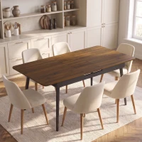 HOMCOM Table à Manger Extensible Rectangle pour 4 à 6 Personnes, Table de Cuisine 130-160 cm avec Coins Arrondis, Noyer Clair(m-2)
