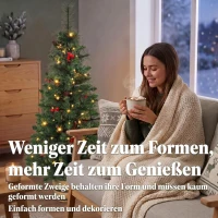 HOMCOM Kunstkerstboom 120 cm met 100 leds, 131 takpunten, bessen, 2 lichtkleuren en afstandsbediening(m-7)