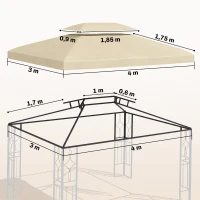 Outsunny Teto de Reposição 4x3 m com Teto Duplo Orifícios de Drenagem e Proteção UV Apenas Teto NÃO Inclui Estrutura Creme(m-3)