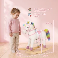 AIYAPLAY Caballito Balancín para Bebés Diseño Unicornio con Sonido Caballo Balancín Base de Madera para Niños 1-3 Años Crema(m-3)