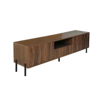 Modern TV Cabinet with Wave-Shaped Doors, Minimalist Media Console for Living Room, 160L x 35W x 46H cm, Natural(m-10)