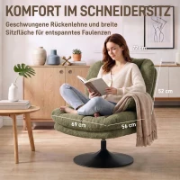 HOMCOM Loungesessel mit Hocker, 360° drehbar, aus Raindrop-Samt, höhenverstellbarer Fußhocker, Grün(m-5)