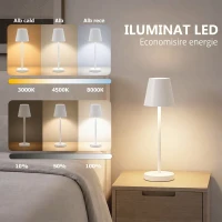 HOMCOM Lampă de Masă Portabilă din Acril și Metal de 3600mAh cu Cablu de Încărcare, Ø11.2x36.5 cm, Alb(m-5)