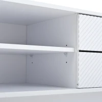 Modern Minimalist TV Cabinet with Cable Management, Sideboard with 2 Doors, 2 Drawers and 1 Open Shelf, 200L x 40W x 50.5H cm, White(m-7)
