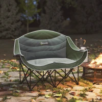 Outsunny Double Camping Chair for Adults with Armrests 250kg Capacity Green(m-10)