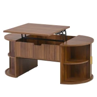 Modern Height-Adjustable Coffee Table with Lift-Top Design, Multifunctional Storage Table for Apartments and Offices, 100L x 50W x 40.5H cm, Walnut(m-12)