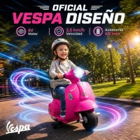 AIYAPLAY Moto Eléctrica para Niños Licencia Mini Vespa GTS 2 Ruedas Auxiliares Batería de Litio Faro Bocina Respaldo Rosa(m-4)