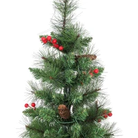 HOMCOM 2 PCs Prelit Christmas Trees with Dual-Colour LEDs, Berry, Pinecones, Battery-Operated, 11 Modes, Pot, Remote, 4ft(m-13)