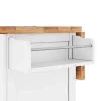 Mobile Kitchen Island with Foldable Countertop, Multifunctional Kitchen Cart with 3-Tier Drawers & Lockable Castors, 120L x 70W x 87H cm, White(m-11)