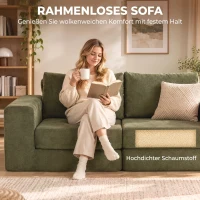 HOMCOM Schlafsofa 4-in-1 Schlaffunktion ausziehbar Klappsofa Kissen 2 Sitzer Grün(m-6)