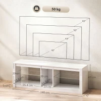 HOMCOM TV Stand Cabinet with LED Lights and Remote Control for TVs up to 65", Entertainment Centre with Storage Shelves, White(m-3)