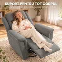 HOMCOM Fotoliu Reclinabil Manual 155° cu Suport pentru Picioare, Rotativ 360°, pentru Living, Gri Deschis(m-6)