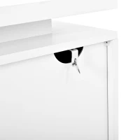 Modern LED Sideboard with 4 Doors and Large Drawer, Freestanding Buffet Cupboard for Living Room, 140L x 40W x 80H cm, White+Natural(m-9)