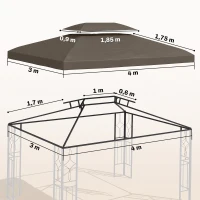 Outsunny Teto de Reposição 4x3 m com Teto Duplo Orifícios de Drenagem e Proteção UV Apenas Teto NÃO Inclui Estrutura Castanho(m-3)
