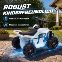 AIYAPLAY Kinder Quad Elektro 6V Kinderquad mit Lithium-Akku Vorwärtsfunktion Lenkerknopf-Steuerung 1,5-2 Jahre Weiß(m-7)