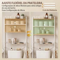 HOMCOM Móvel sobre a Sanita com 3 Níveis, Porta-Rolos, Prateleiras Ajustáveis, Cesto Extraível e Ganchos, Carvalho(m-6)