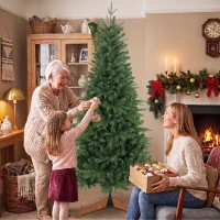 HOMCOM Sapin de Noël Artificiel 180 cm, Arbre de Noël, 1162 Branches Articulées en PE et PVC Ignifuge, Support en Bois Pliable(m-9)