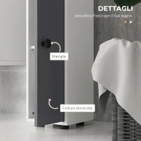 kleankin Mobile Colonna Bagno con Cassetto, 2 Armadietti e 4 Ripiani Aperti, in Legno, 20x20x180 cm, Grigio Bianco(m-6)