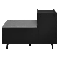 Modern Entryway Shoe Bench Storage Cabinet with Adjustable Shelves, Soft Storage Organiser Unit with Metal Handles, 100L x 34W x 69H cm, Black(m-8)