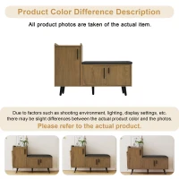 Modern Wooden Shoe Bench with Padded Cushioned Seat, Soft Shoe Storage Organiser with Adjustable Shelves, 100L x 34W x 69H cm, Natural(m-4)