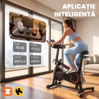 SPORTNOW Bicicletă de fitness profesională cu șa reglabilă, volantă 6 kg, 60 x 100 x 119cm, negru(m-4)