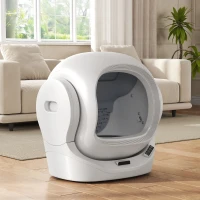 Self-Cleaning Cat Litter Box with App Control and 8L Waste Bin, Automatic Cat Litter Tray for One to Two Cats, 53L x 45.5W x 56.5H cm, White(m-1)