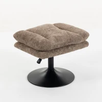 HOMCOM Loungestoel met hocker, 360° draaibaar, van fluweellook met druppelstructuur, in hoogte verstelbare voetenbank, bruin(m-12)