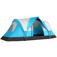 Outsunny 5 Man Camping Tent, Large Tunnel Tent, Water Resistant Hiking Shelter with Groundsheet and Carry Bag, Light Blue(m-1)