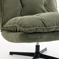 HOMCOM Loungestoel met hocker, 360° draaibaar, cordstof, in hoogte verstelbare voetenbank, groen(m-11)