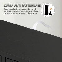 HOMCOM Dulap de Baie cu 4 Sertare, Dulap cu 2 Niveluri și Mânere Decupate, din Lemn, 54x29x83 cm, Negru(m-7)