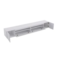 Modern TV Unit with Adjustable LED and USB, Spacious Storage Cabinet for Living Room, 240L x 38.5W x 35.5H cm, White(m-8)