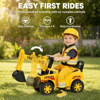 AIYAPLAY Kids Ride on Digger, Toddler Construction Toy Car with Security Helmet, Horn, Detachable Digging Arm(m-5)