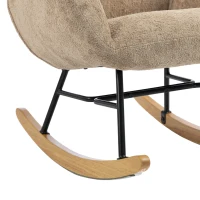 HOMCOM Upholstered Rocking Chair Adjustable Headrest Rocker Chair Raindrop Velvet Rubberwood Base Light Brown(m-11)