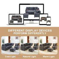 Modern Corner Sofa Bed with Reading Lamp and Fold-Out Cup Holder Table, Soft Pull-Out Sleeper Couch with Ottoman, 205L x 205W x 85H cm, Grey(m-4)