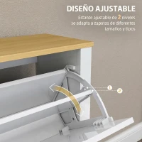 HOMCOM Zapatero Estrecho con 4 Cajones Abatibles Estantes Ajustables para 16 Pares de Zapatos 105x26x80 cm Blanco(m-5)