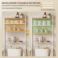 HOMCOM Mobile Sopra WC, Scaffale Salvaspazio 3 Ripiani, Rovere e Bianco(m-6)
