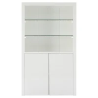 High-Gloss Display Cabinet with Bluetooth-Controlled LED Lighting, Tall Storage Cabinet for Living Room and Playroom, 100L x 35W x 170H cm, White(m-2)