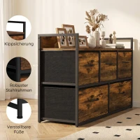 HOMCOM Kommode mit faltbaren Stoffschubladen, Melaminholz, Stahlrahmen, Braun(m-7)