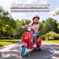 AIYAPLAY Moto Eléctrica Niños 12V Vespa PX150 Ruedas Auxiliares 2 Motores Suspensión Trasera Música Faros 3 km/h 3-6 Años Rojo(m-6)
