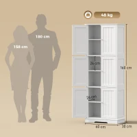 HOMCOM Armário Alto para Casa de Banho com 3 Armários de Porta Dupla e Prateleiras Ajustáveis 60x30x160 cm Branco(m-3)