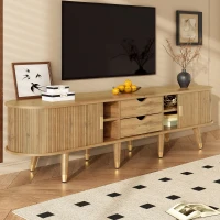 Rustic TV Cabinet with Sliding Doors, Spacious Media Storage Unit for Living Room, 175L x 38W x 45H cm, Wood(m-4)