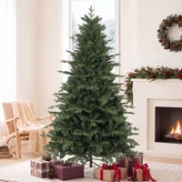 HOMCOM Árbol de Navidad Artificial 210 cm con 2080 Ramas Ignífugas Ramas Automáticas y Soporte Metálico Verde(m-2)