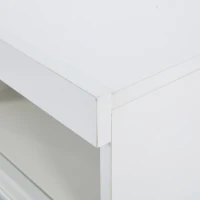 High-Gloss Sideboard with Bluetooth LED Lighting, Modern Storage Cabinet with 3-Tier Tempered Glass Shelves, 140L x 40W x 70H cm, White(m-8)