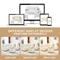 Modern Corner Sofa Bed with Reading Lamp and Fold-Out Cup Holder Table, Soft Pull-Out Sleeper Couch with Ottoman, 205L x 205W x 85H cm, Beige(m-4)