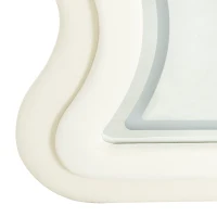 HOMCOM Miroir Pleine Longueur Ondulé 160 x 60 cm, LED 3 Couleurs, Cadre Effet Velours, Verre Trempé HD, Crème(m-13)