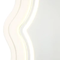 HOMCOM Miroir Pleine Longueur Ondulé 160 x 60 cm, LED 3 Couleurs, Cadre Effet Velours, Verre Trempé HD, Crème(m-12)