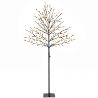 HOMCOM LED-kersenbloesemboom 150 cm met 160 leds, kunstmatige lichtboom met 20 buigzame takken, kerstdecoratie
