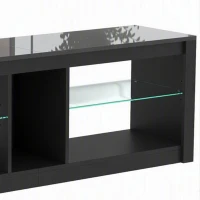 HOMCOM TV Stand Cabinet with LED Lights and Remote Control for TVs up to 65", Entertainment Centre with Storage Shelves, Black(m-9)