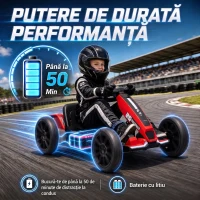 AIYAPLAY Go-Kart electric pentru copii 12V cu 2 motoare, roșu(m-6)